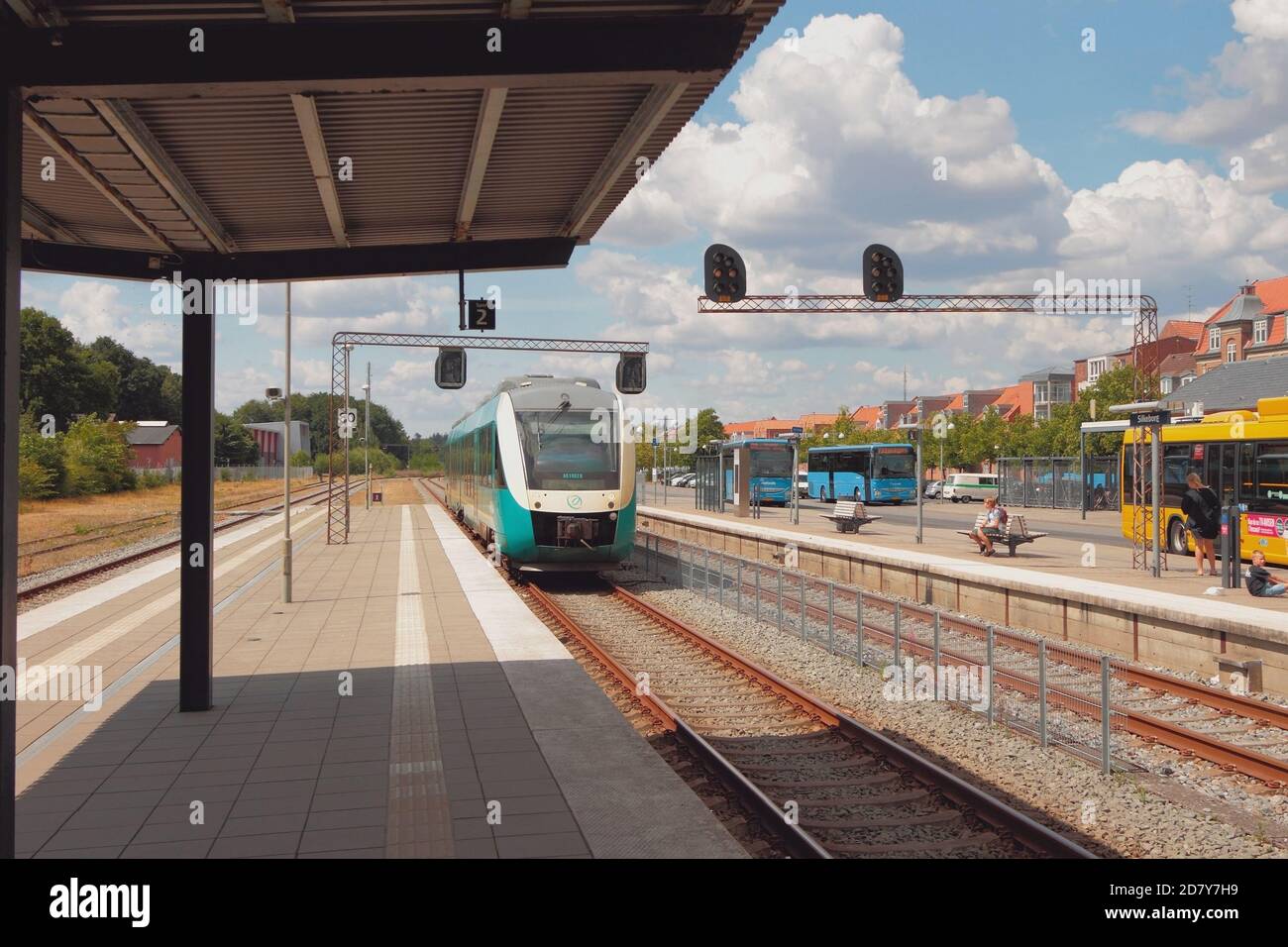 Silkeborg, Danemark - 12 juillet 2018 : gare et gare routière Banque D'Images