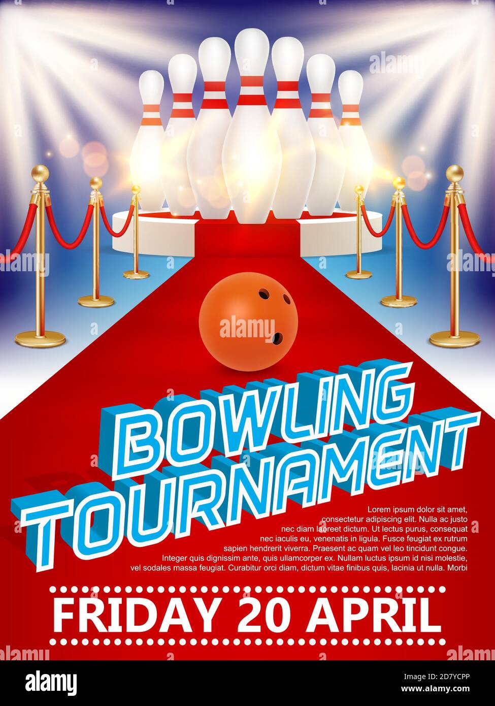 Illustration réaliste du vecteur d'affiche du tournoi de bowling Illustration de Vecteur