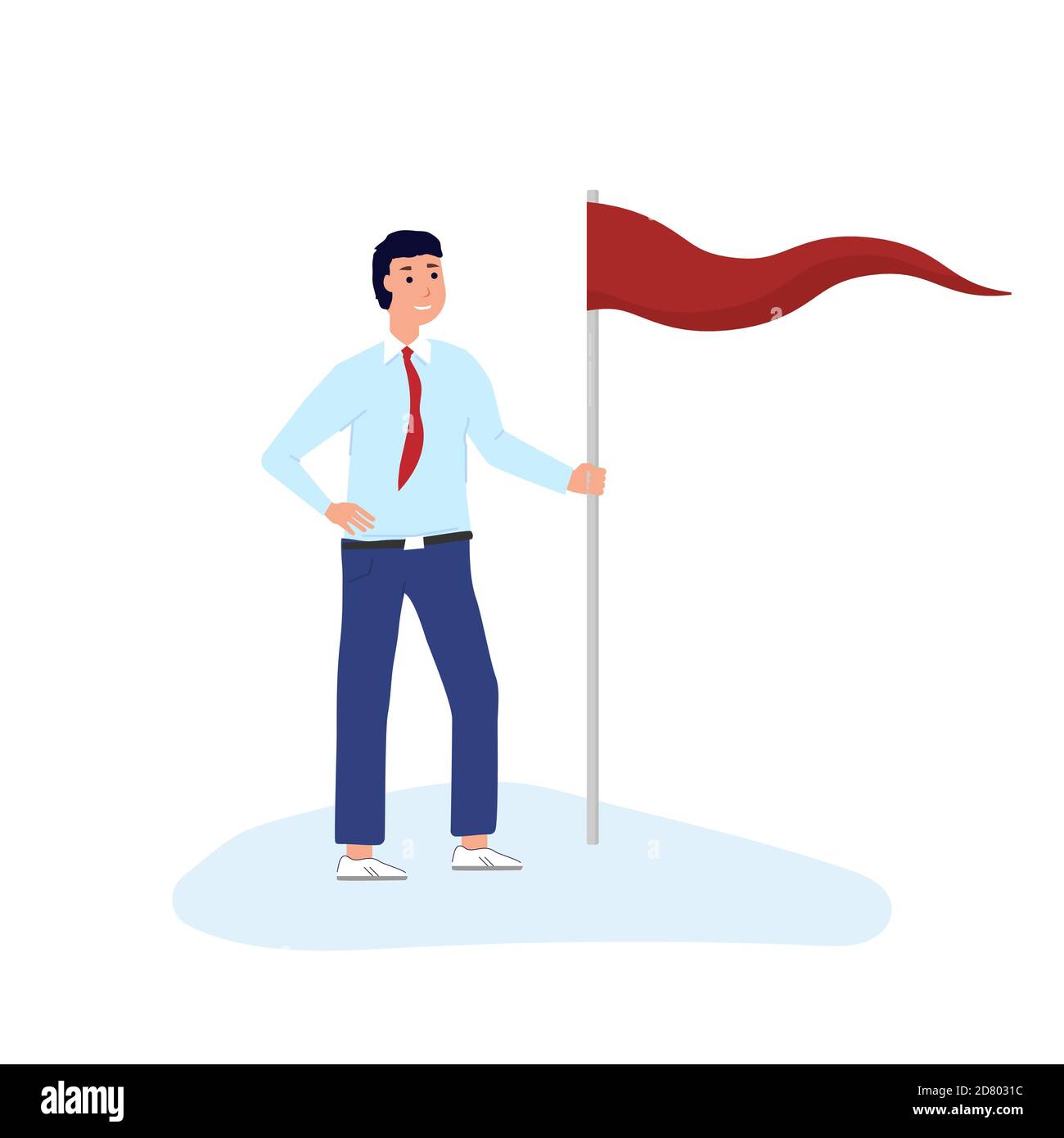 Homme debout avec drapeau Illustration de Vecteur