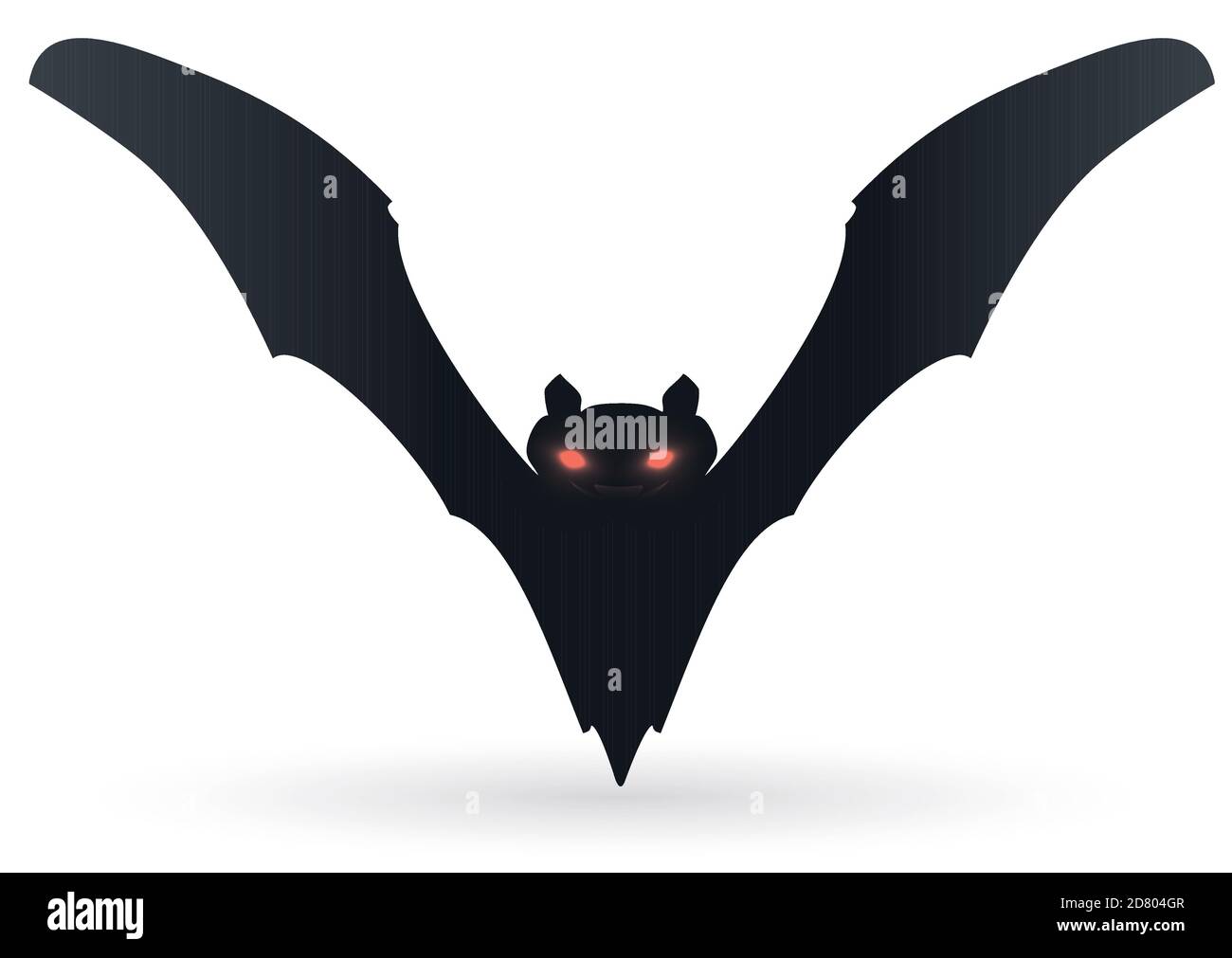 Silhouette de chauve-souris noire isolée en vol avec ses ailes étalées sur fond blanc. Illustration de Vecteur
