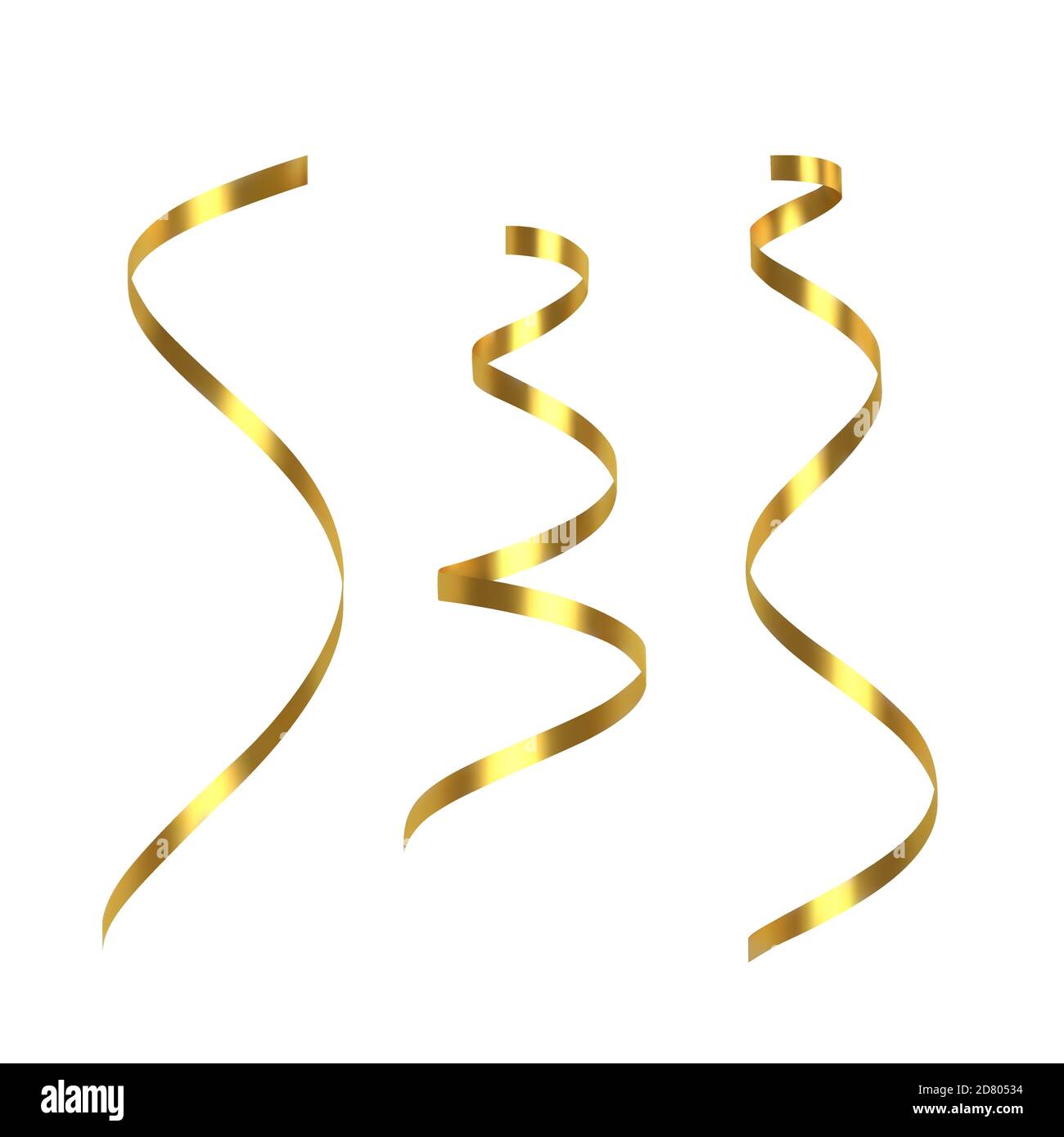 Ruban en serpentin doré sur fond blanc isolé. Illustration vectorielle. Illustration de Vecteur