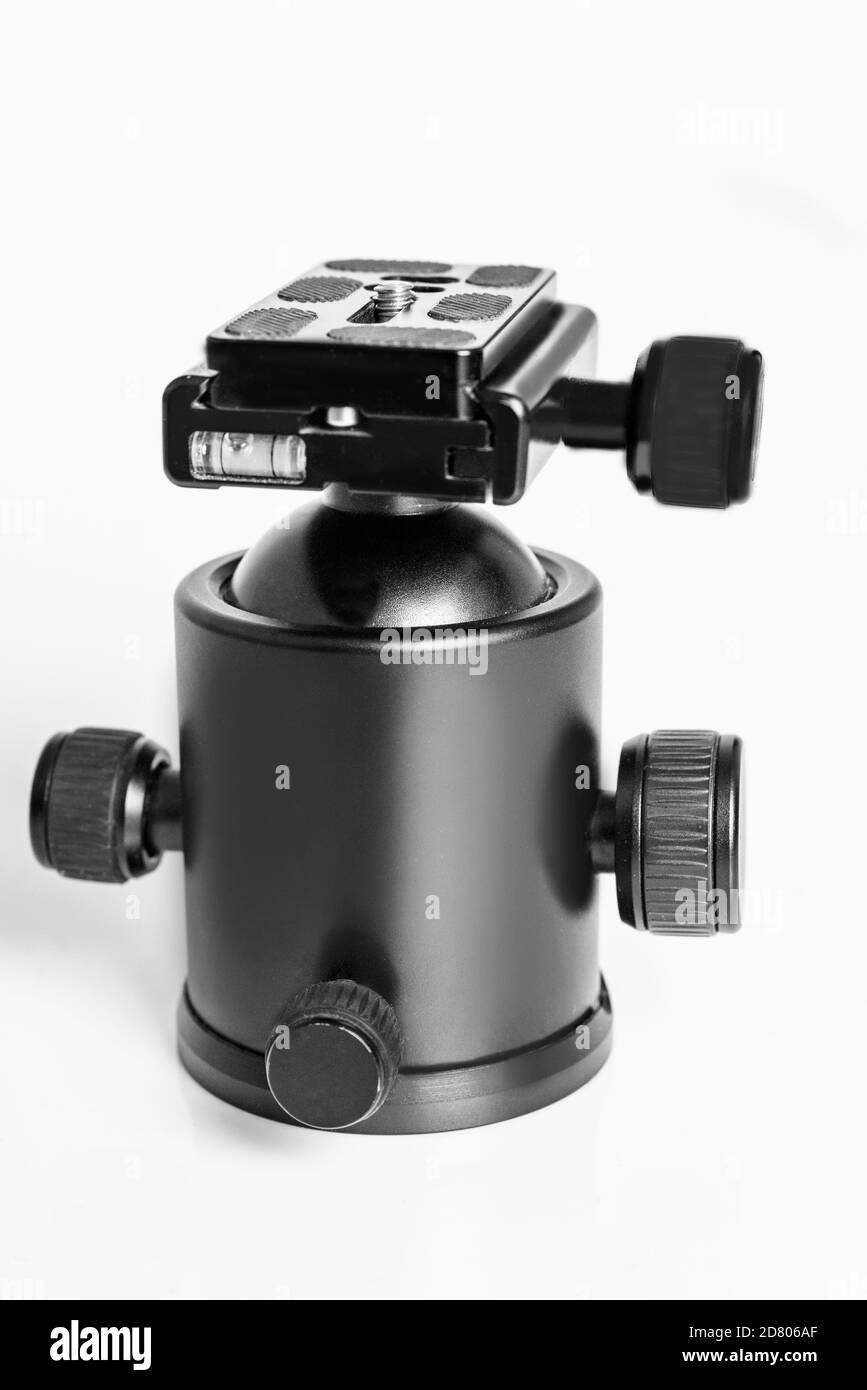 Tête de trépied isolée sur fond blanc Banque D'Images