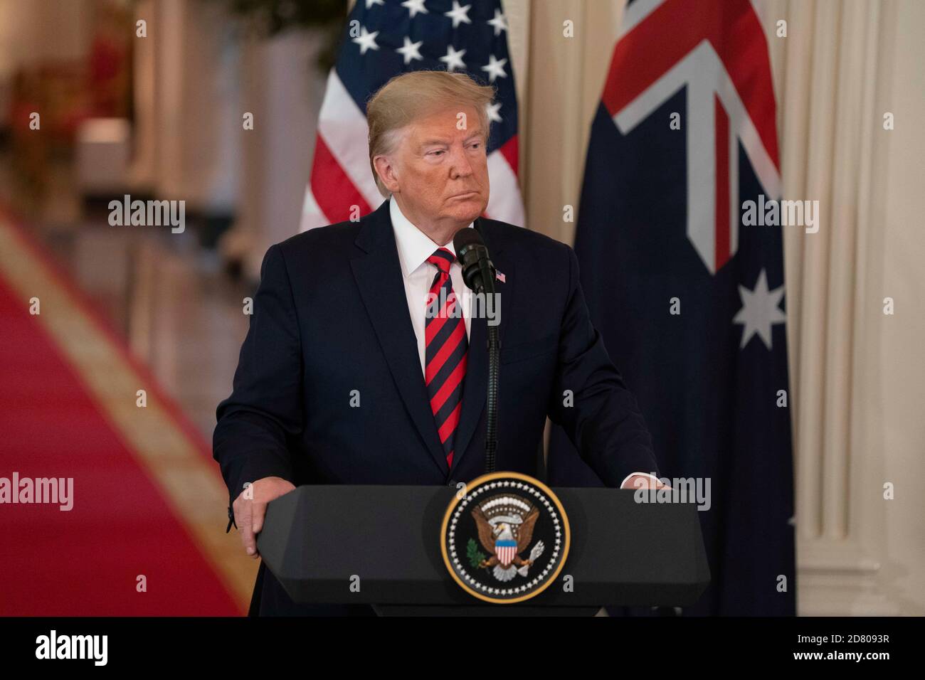 Le président américain Donald Trump s'exprime lors d'une conférence de presse à la Maison Blanche le 9 septembre 2019 à Washington, D.C., crédit: Alex Edelman/The photo Access Banque D'Images