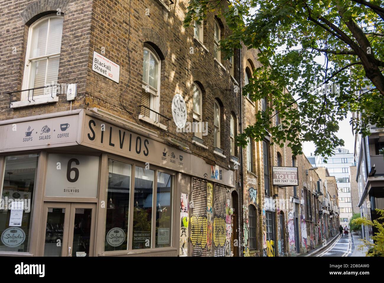 Silvio's Cafe sur Blackall Street, Londres, EC2, Shoreditch, Royaume-Uni Banque D'Images