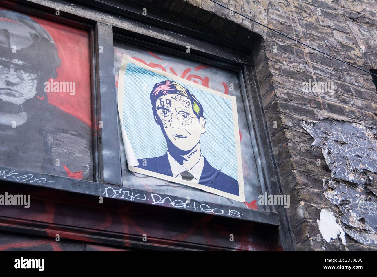 Art de rue Cartrain par Duncan C de Jacob Rees Mogg sur Blackall Street, Londres, EC2, Royaume-Uni Banque D'Images