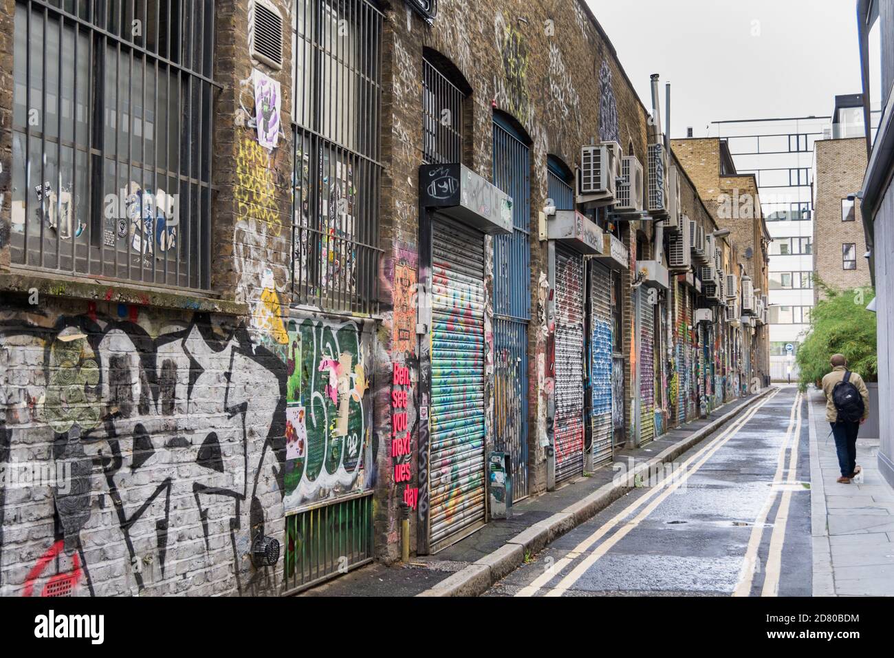 Street art on Blackall Street, Londres, EC2, Shoreditch, Royaume-Uni Banque D'Images