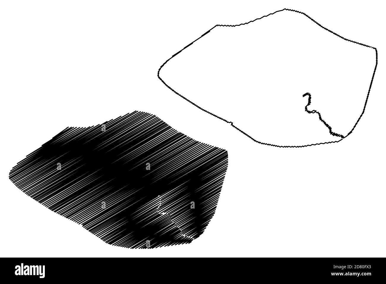 Ville de Maiduguri (République fédérale du Nigeria, État de Borno) carte illustration vectorielle, scribble croquis carte de la ville de Maiduguri Illustration de Vecteur