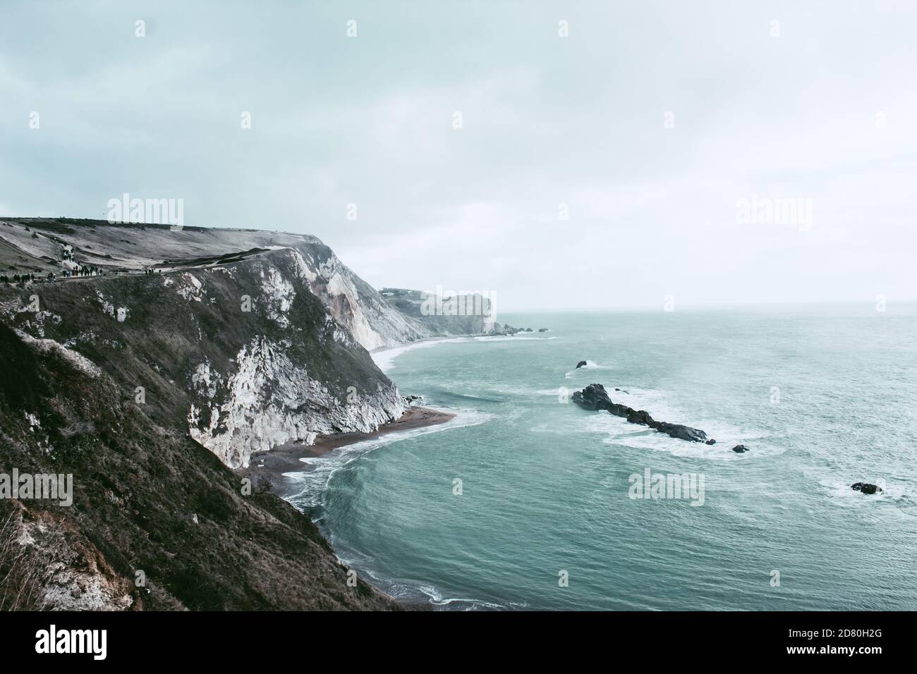 Une photo de la côte jurassique de Durdle Door en hiver, c'est une image très rare. Banque D'Images