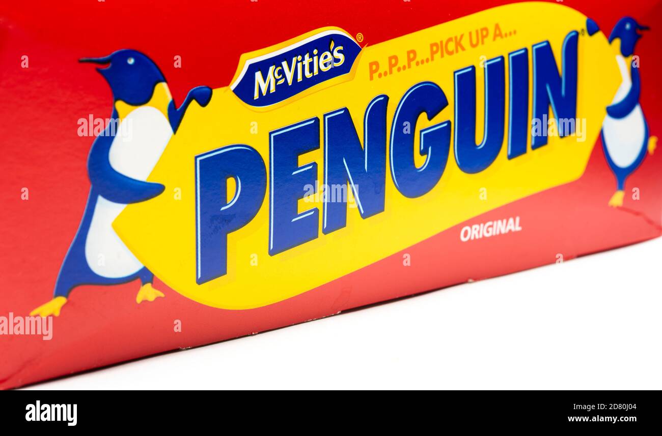 Boîte de panneau latéral de biscuits McPenguin d'origine Banque D'Images