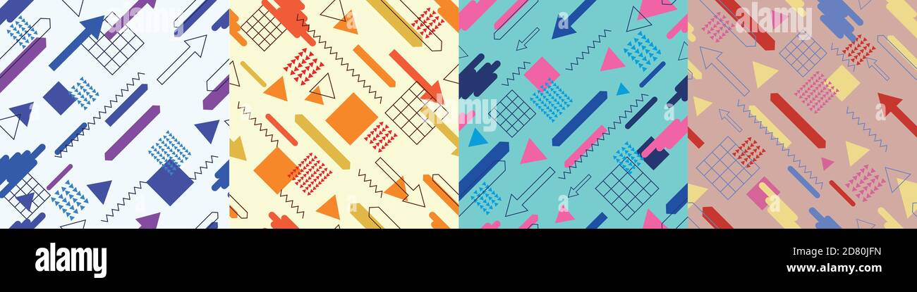 Ensemble de motifs sans couture Memphis Vector Illustration de Vecteur