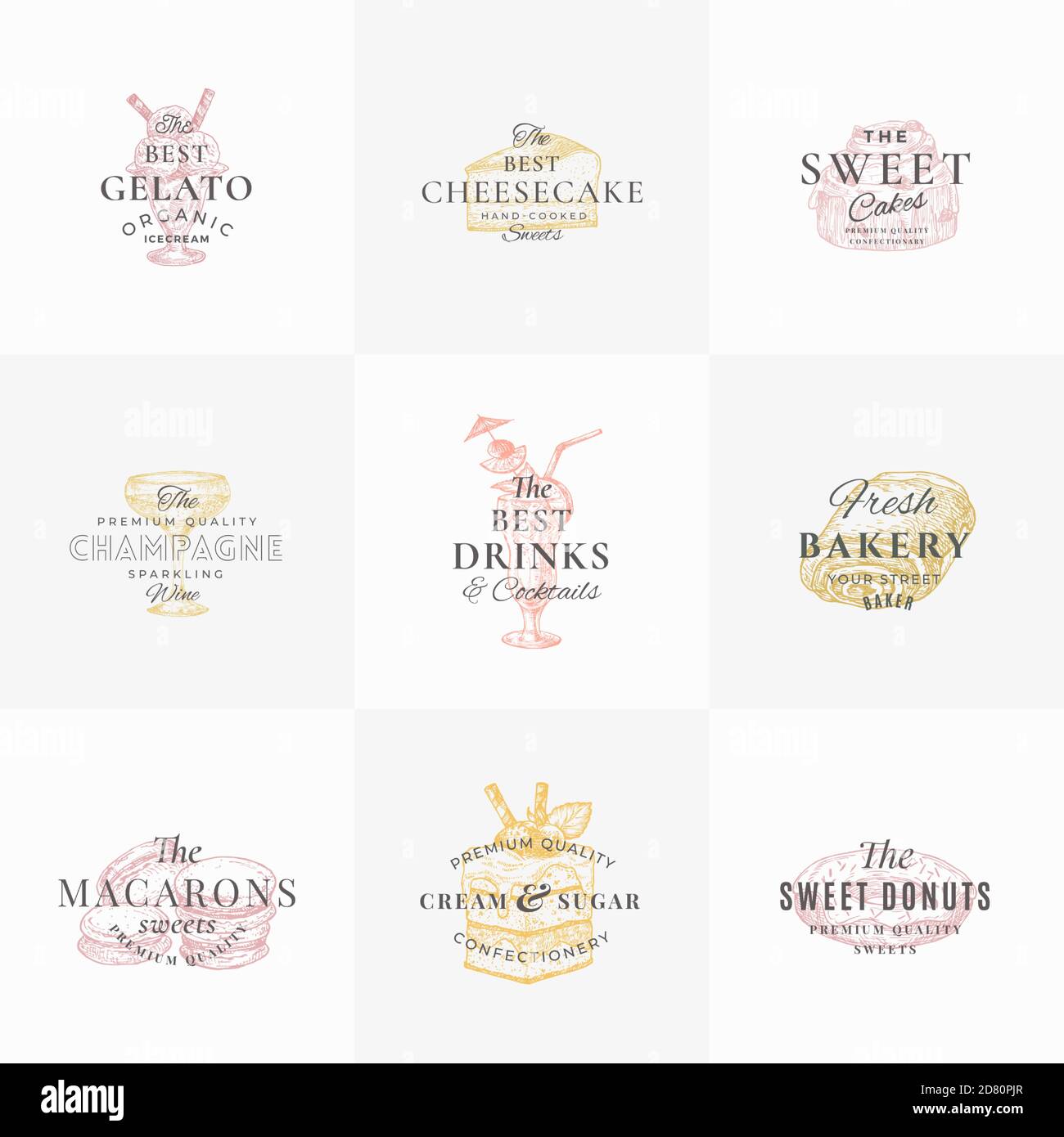 Sucreries Et Boissons De Confiserie Collection De Symboles De Symboles 