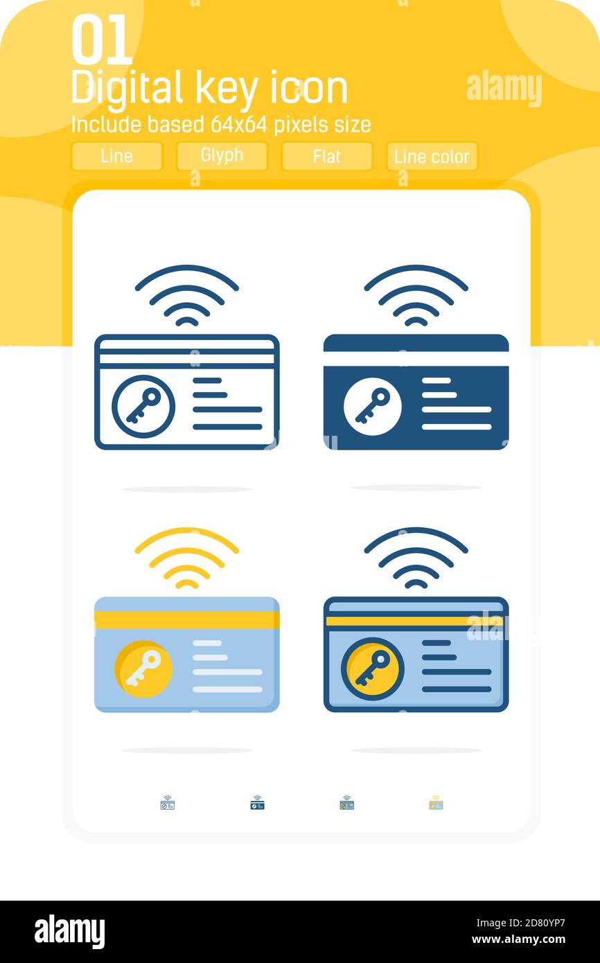 Icône Premium de clé numérique à fond plein, contour, coloré et plat sur fond blanc isolé de la collection d'icônes de périphériques intelligents Illustration de Vecteur