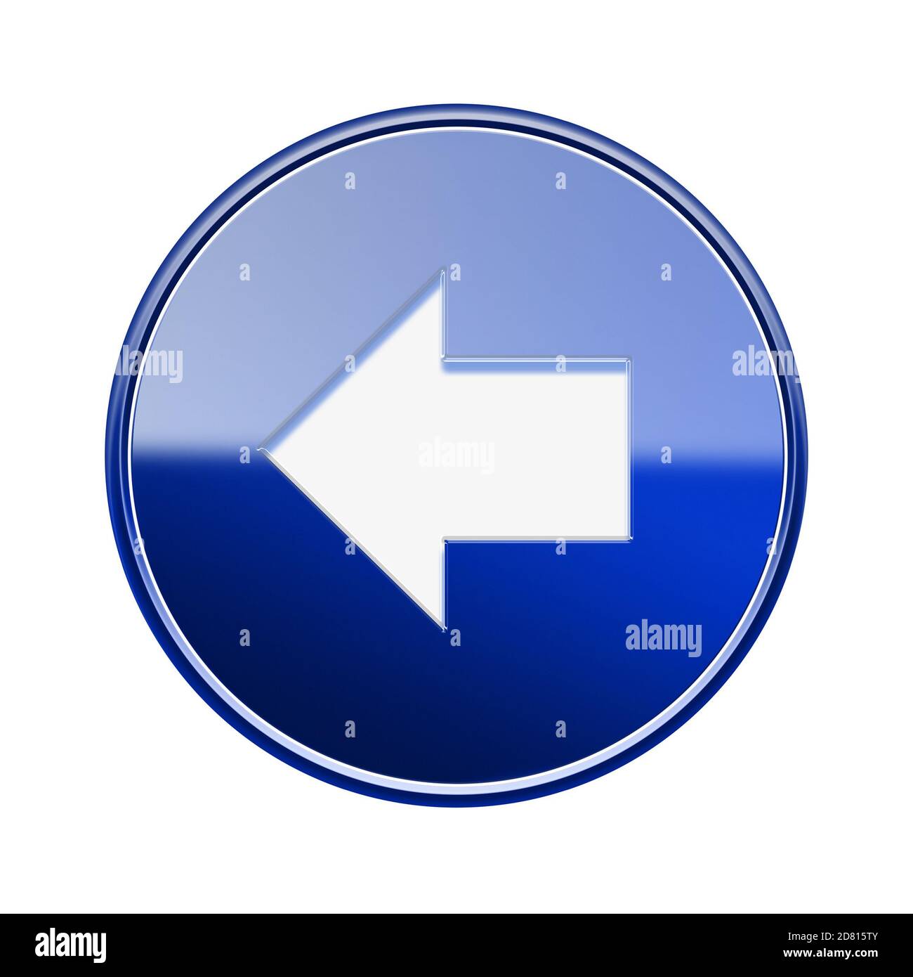 L'icône flèche gauche bleu brillant, isolé sur fond blanc Banque D'Images