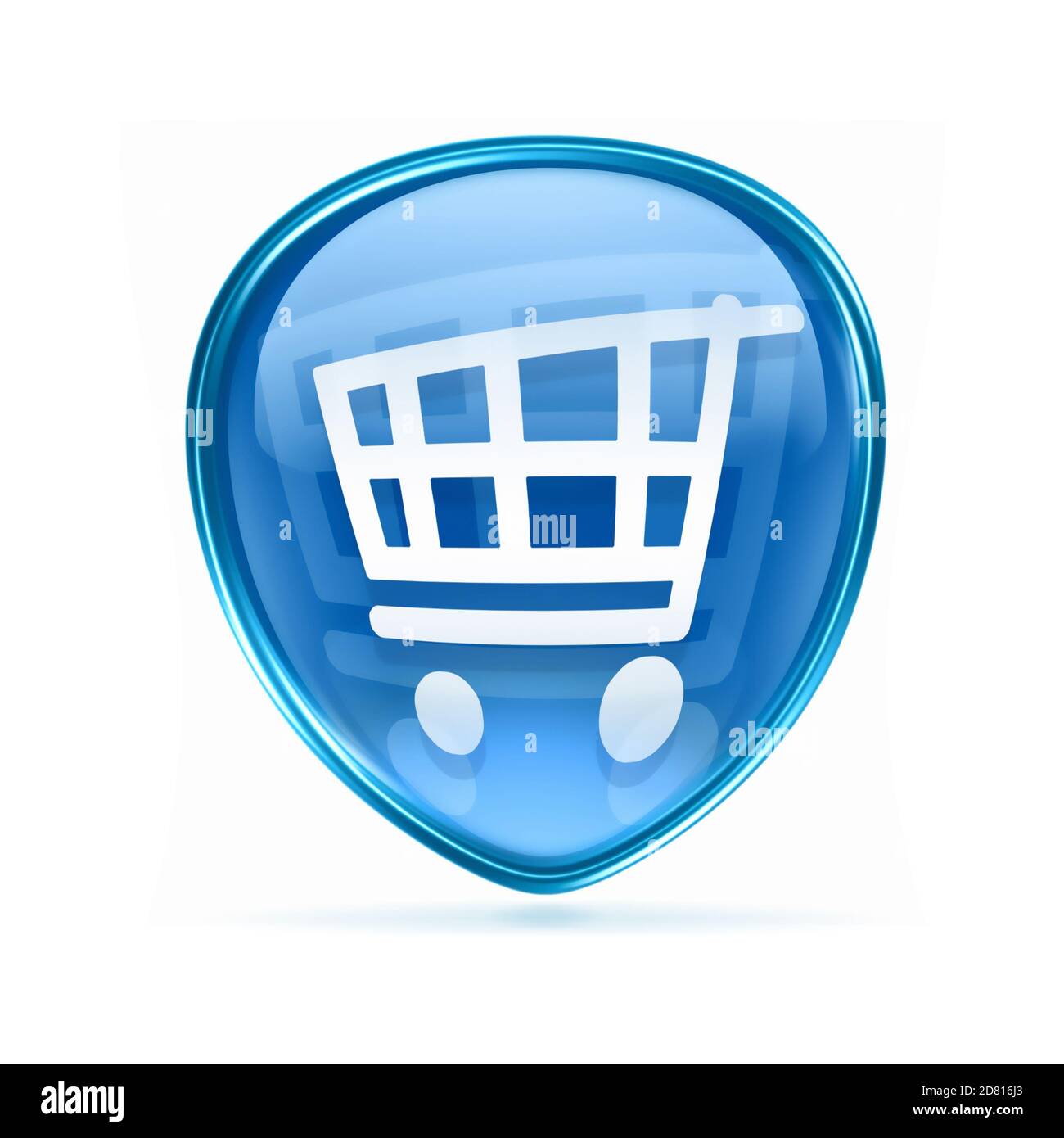 Icône panier bleu, isolé sur fond blanc. Banque D'Images