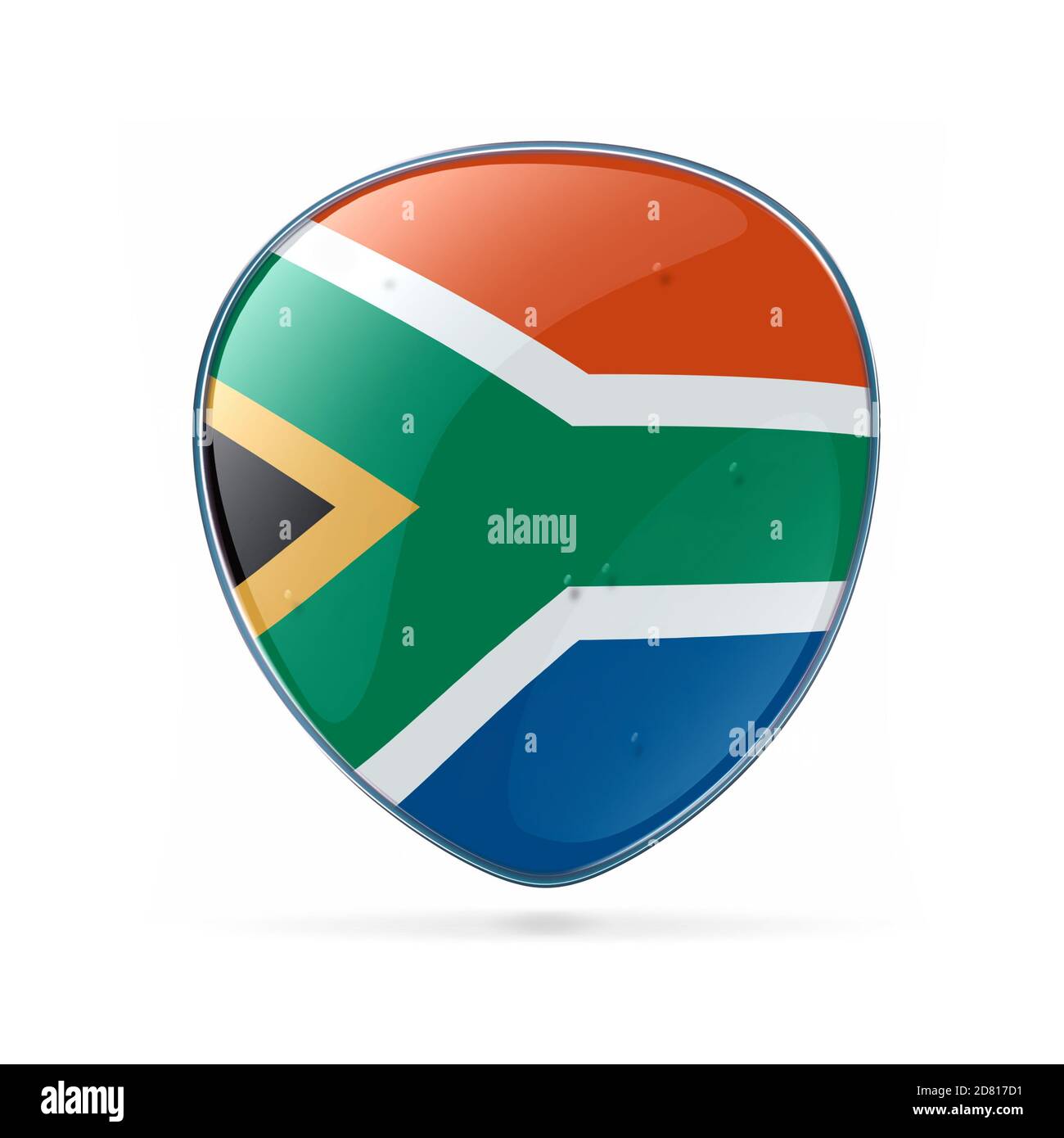 Icône drapeau de l'Afrique du Sud, isolée sur fond blanc Banque D'Images