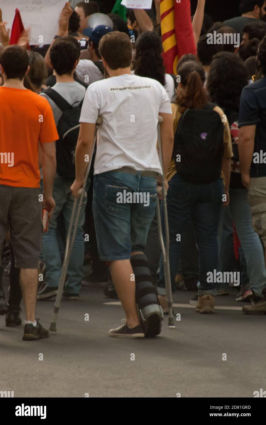 Personne handicapée dans la manifestation exigeant plus de droits à Belo Horizonte, Brésil Banque D'Images