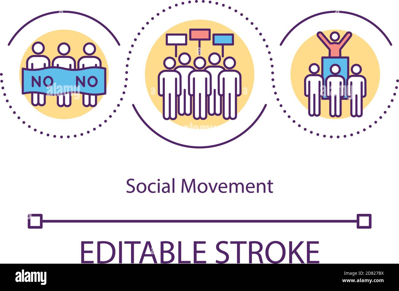 Icône de concept de mouvement social Illustration de Vecteur