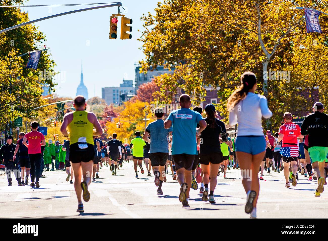 Coureurs de marathon qui s'exécutent au marathon de New York Banque D'Images