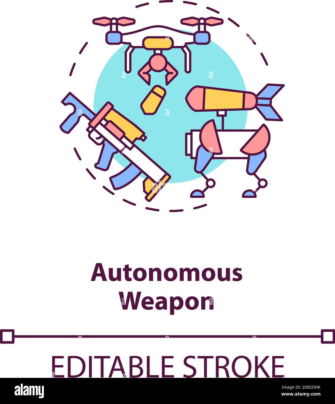 Icône de concept d'arme autonome Illustration de Vecteur