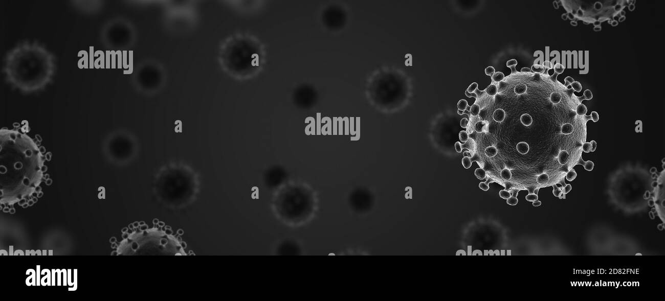 COVID-19. Épidémie de coronavirus. 2019-2020. illustration 3d. Bannière. Banque D'Images