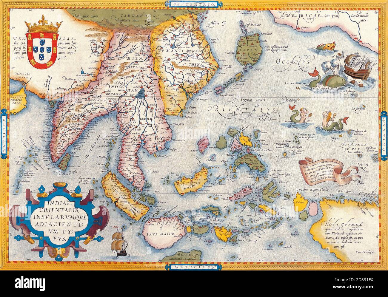 Cartes anciennes de la carte du monde de l'Asie du Sud-est Abraham Ortelius c 1590 Banque D'Images