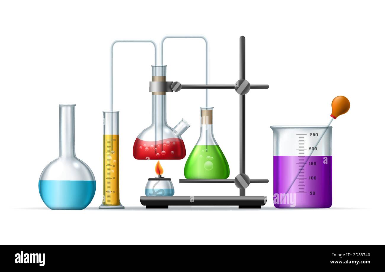 Réactifs de laboratoire de chimie Illustration de Vecteur