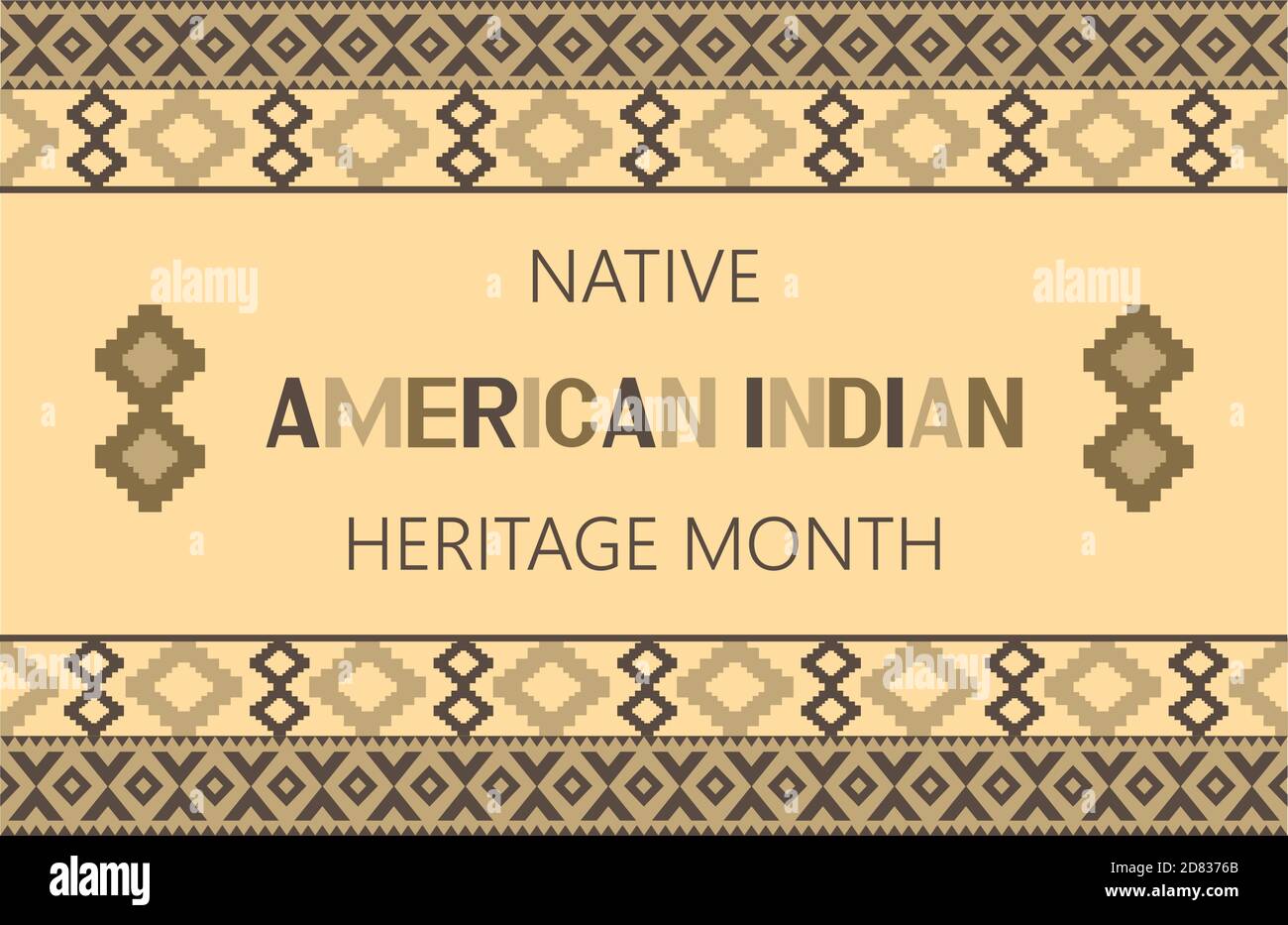 Vecteur de concept du mois du patrimoine indien américain. L'événement est célébré en novembre aux États-Unis. L'ornement traditionnel des Indiens d'Amérique du Nord est spectacle Illustration de Vecteur