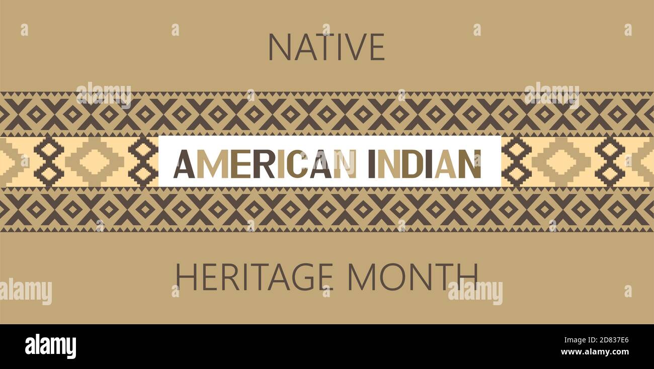 Vecteur de concept du mois du patrimoine indien américain. L'événement est célébré en novembre aux États-Unis. L'ornement traditionnel des Indiens d'Amérique du Nord est spectacle Illustration de Vecteur