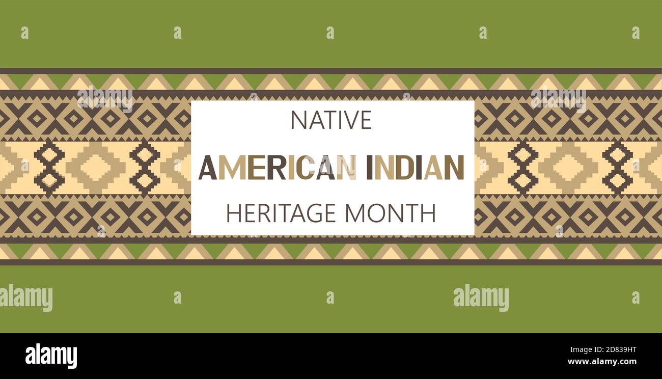 Vecteur de concept du mois du patrimoine indien américain. L'événement est célébré en novembre aux États-Unis. L'ornement traditionnel des Indiens d'Amérique du Nord est spectacle Illustration de Vecteur