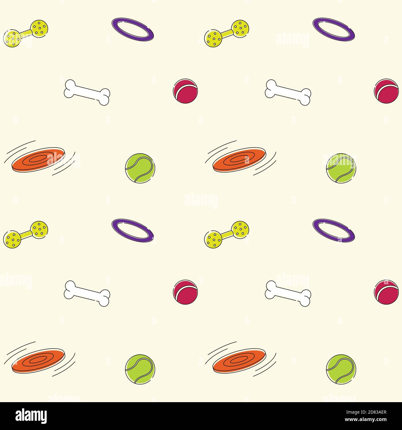 Motif vectoriel lumineux sans couture pour les jouets pour chiens Illustration de Vecteur