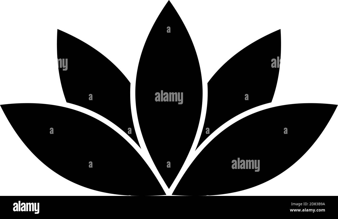 Symbole de plante Lotus. Thème spa et bien-être. Illustration vectorielle noire plate. Illustration de Vecteur