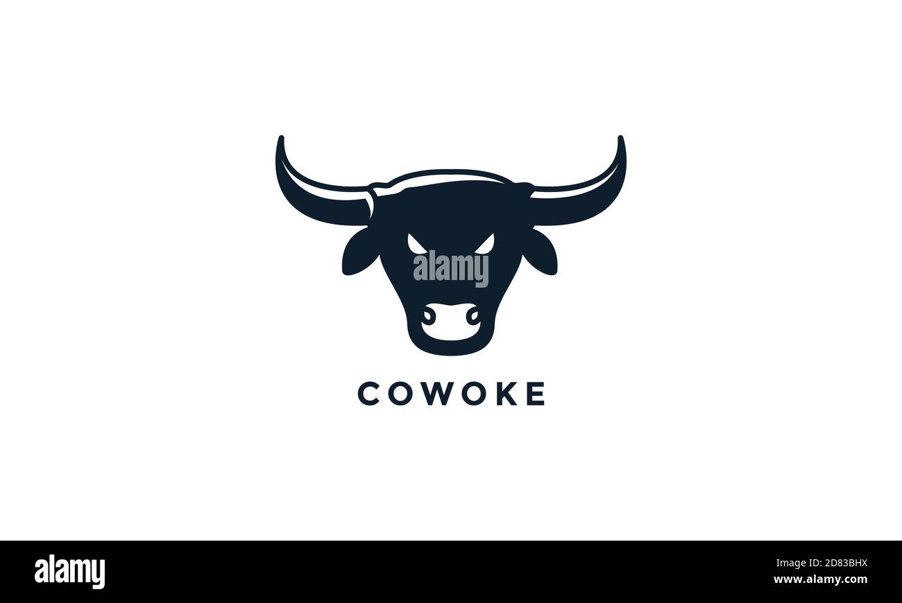 logo de la tête de vache, de bétail ou de vaches laitières en colère illustration de l'icône vectorielle Illustration de Vecteur
