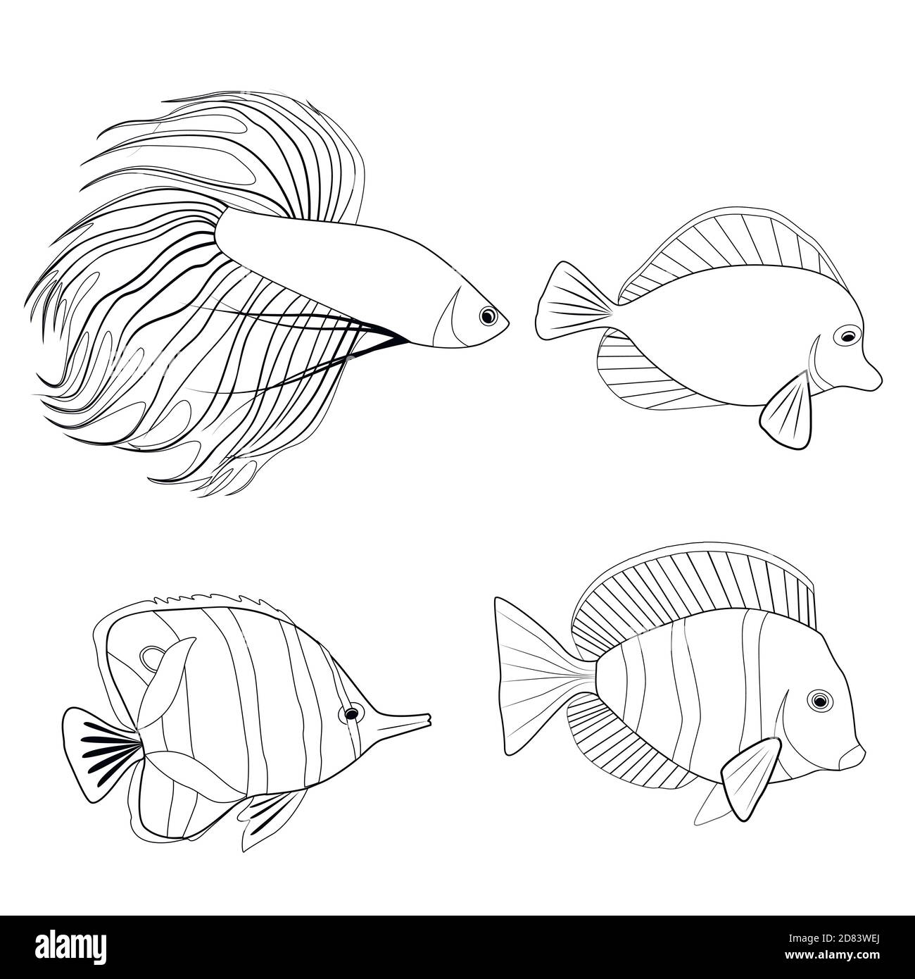 Contour De Dessin De Poisson Simple