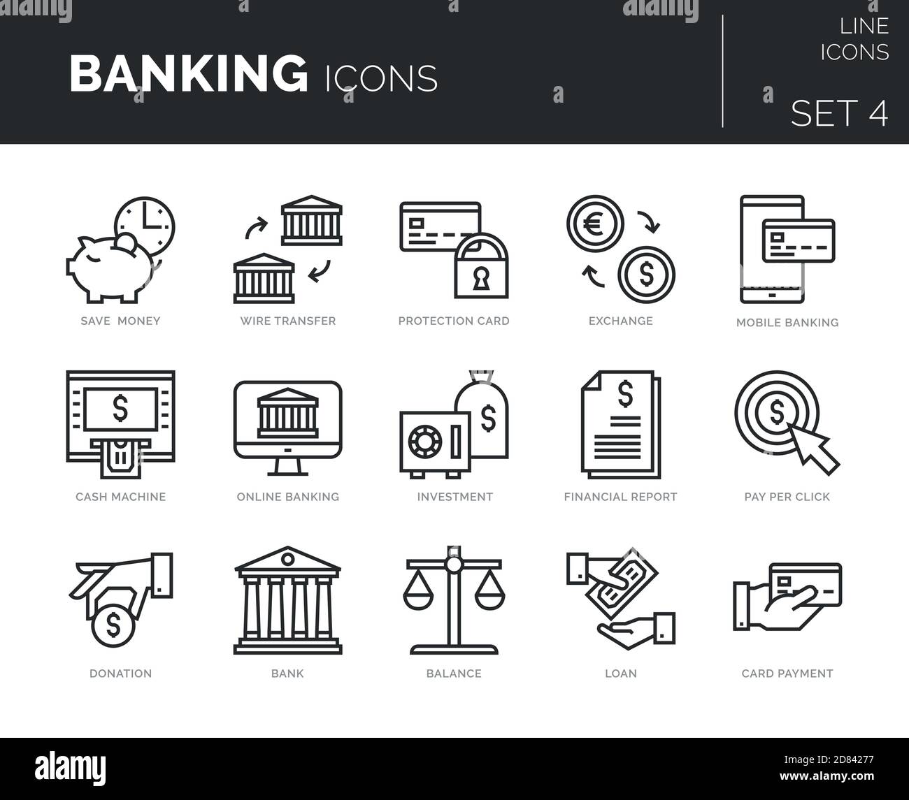 Atm cash machine vector icons set Banque de photographies et d'images à  haute résolution - Alamy