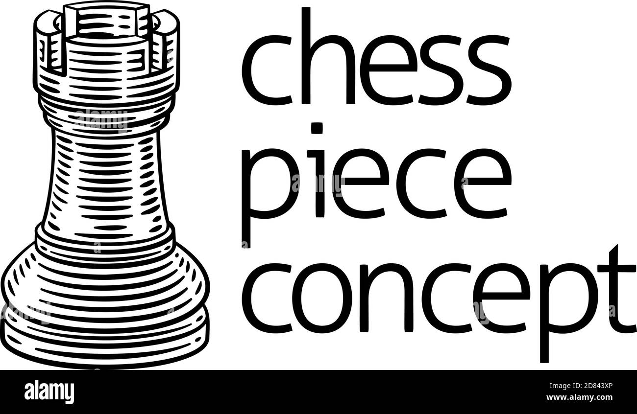 Concept de style boisée vintage de pièce d'échecs Rok Illustration de Vecteur