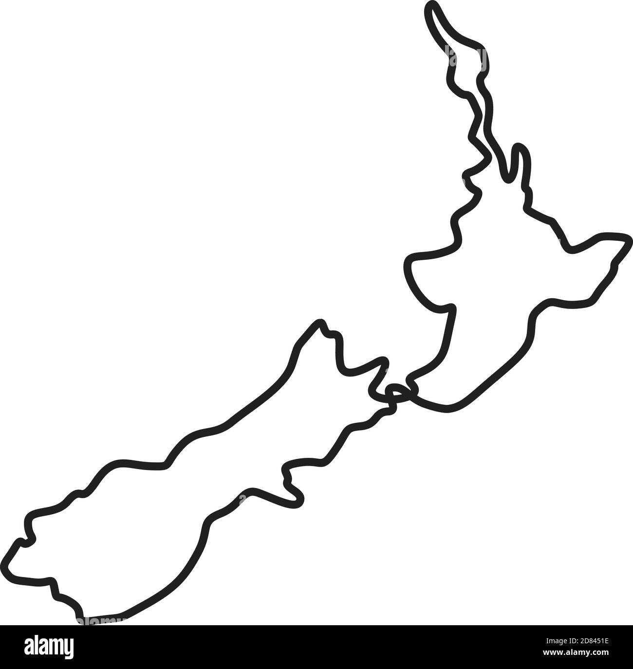 Dessin en ligne continue illustration d'une carte de la Nouvelle-Zélande montrant l'île du Nord et l'île du Sud fait en esquisse ou en forme de coolé. SVG peut b Illustration de Vecteur