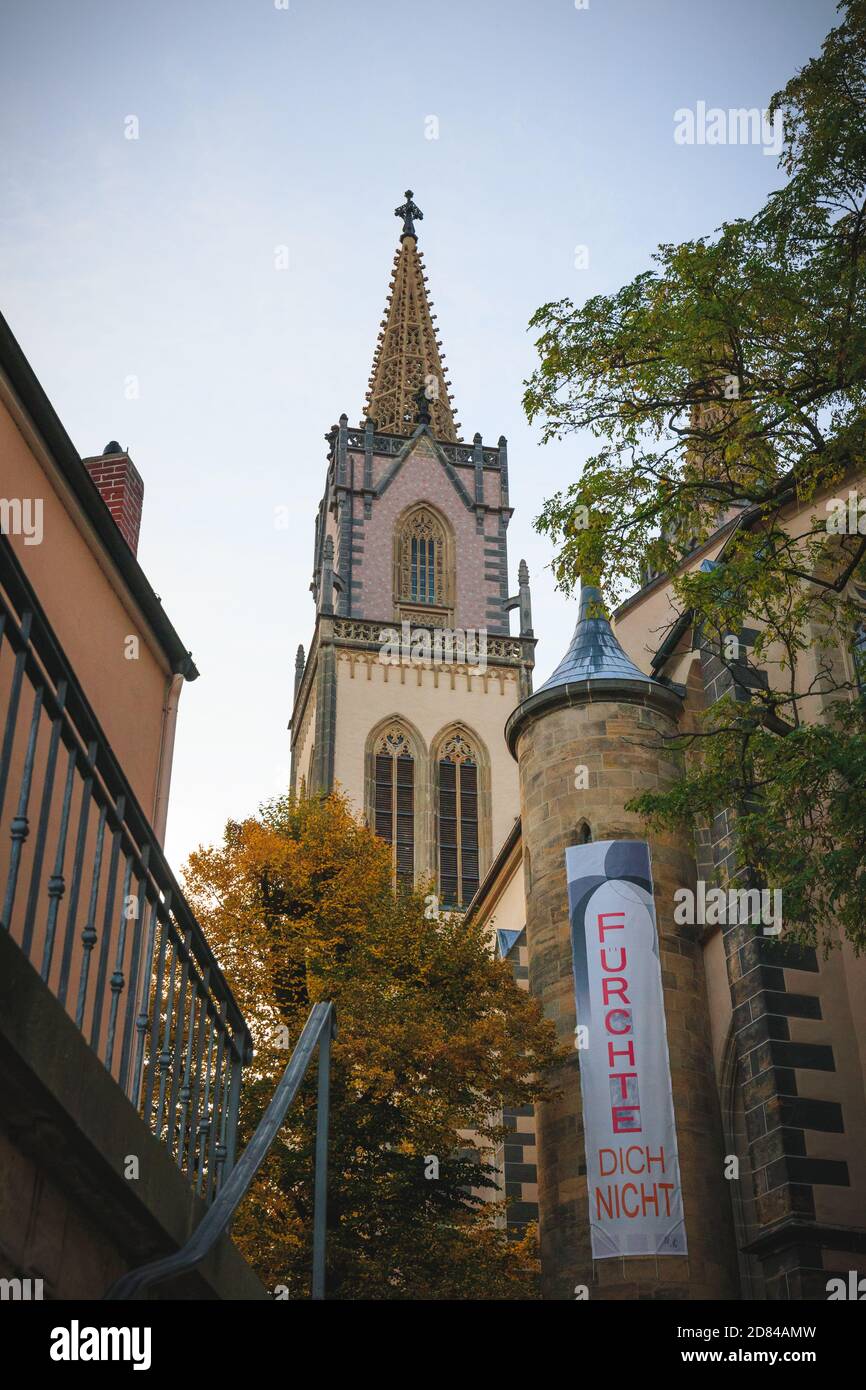 Automne à l'église Saint-Aegidien Oschatz Banque D'Images