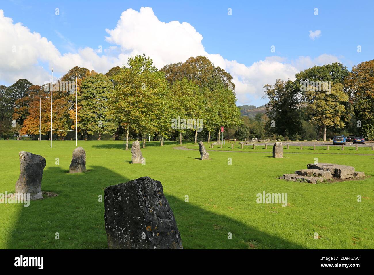 Gorsedd Stone Circle (érigé pour le National Eisteddfod en 1993), Groe Park, Builth Wells, Brecknockshire, Powys, pays de Galles, Grande-Bretagne, Royaume-Uni, Europe Banque D'Images