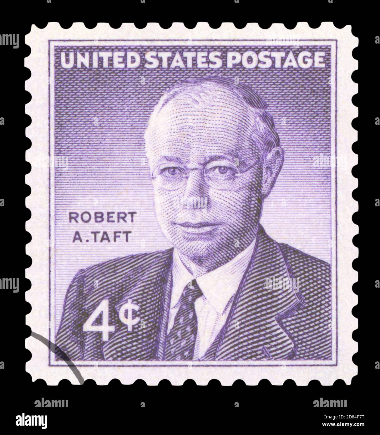 ÉTATS-UNIS D'AMÉRIQUE - VERS 1960 : un timbre imprimé aux États-Unis d'Amérique montre Robert A. Taft, sénateur américain de l'Ohio 1939 - 1953, vers Banque D'Images
