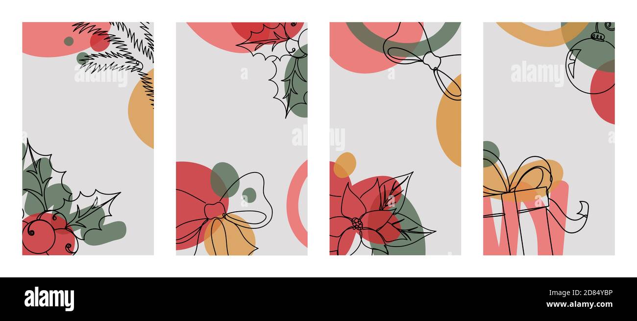 Détails de Noël dans un style linéaire dessiné à la main. Illustration de Vecteur