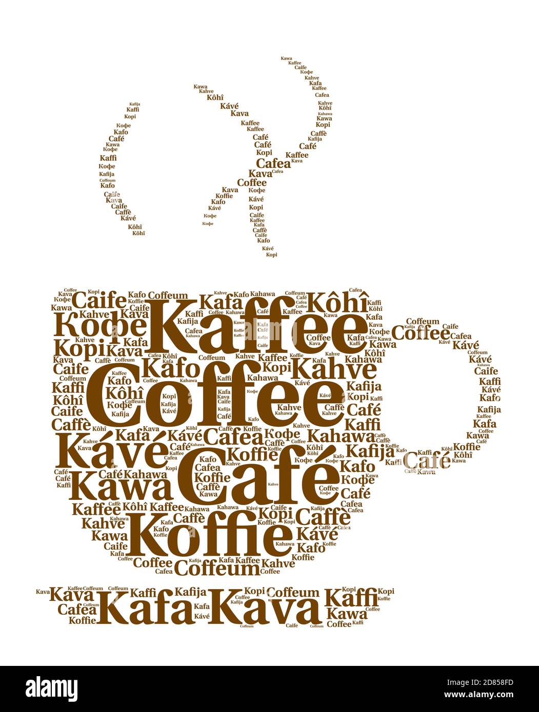 Le café dans différentes langues mot nuage Banque D'Images