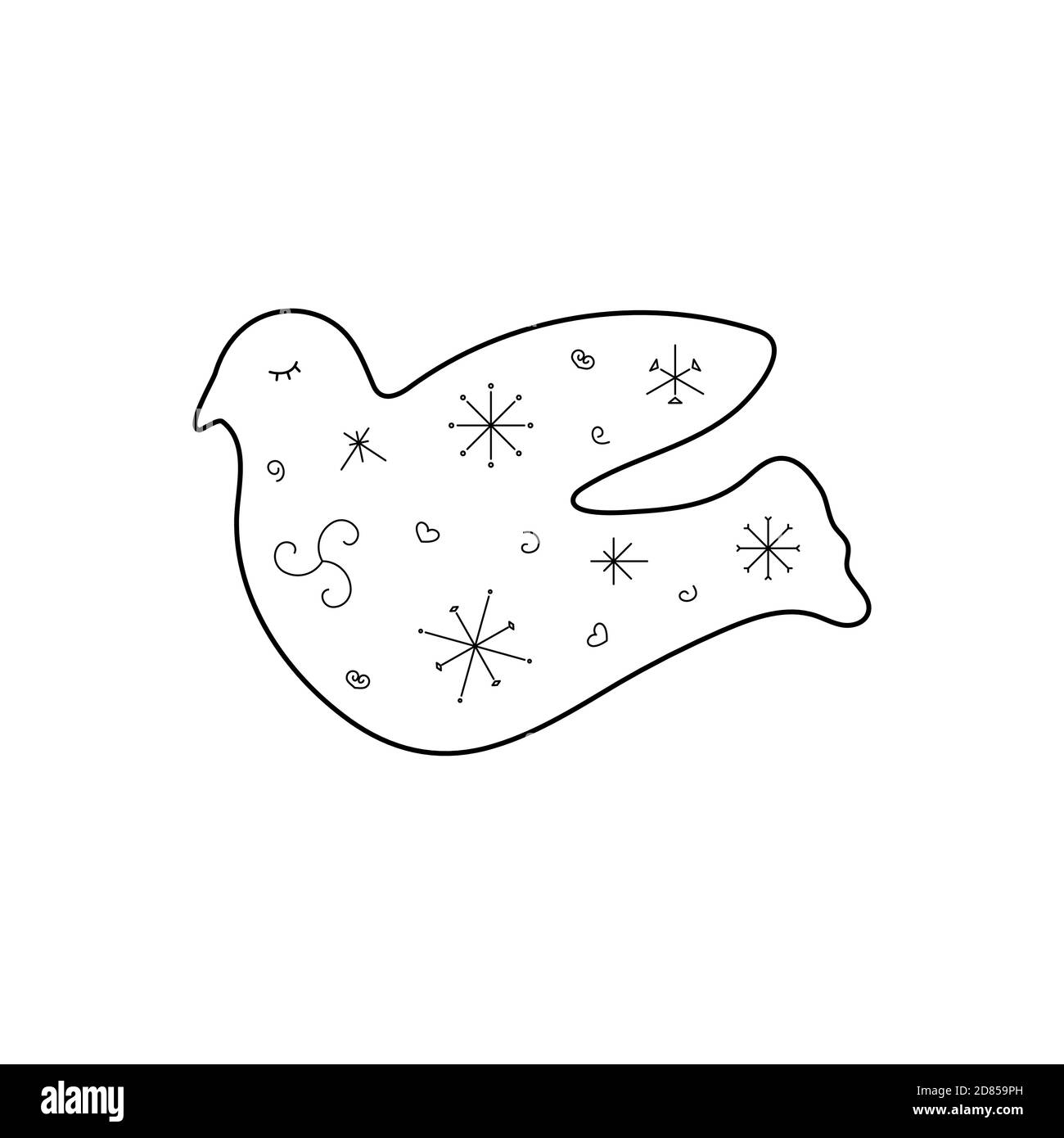 Joli oiseau stylisé. Style de contour. Illustration vectorielle pour la décoration, cartes de vœux, affiches, imprimés pour vêtements, emblèmes. Illustration de Vecteur