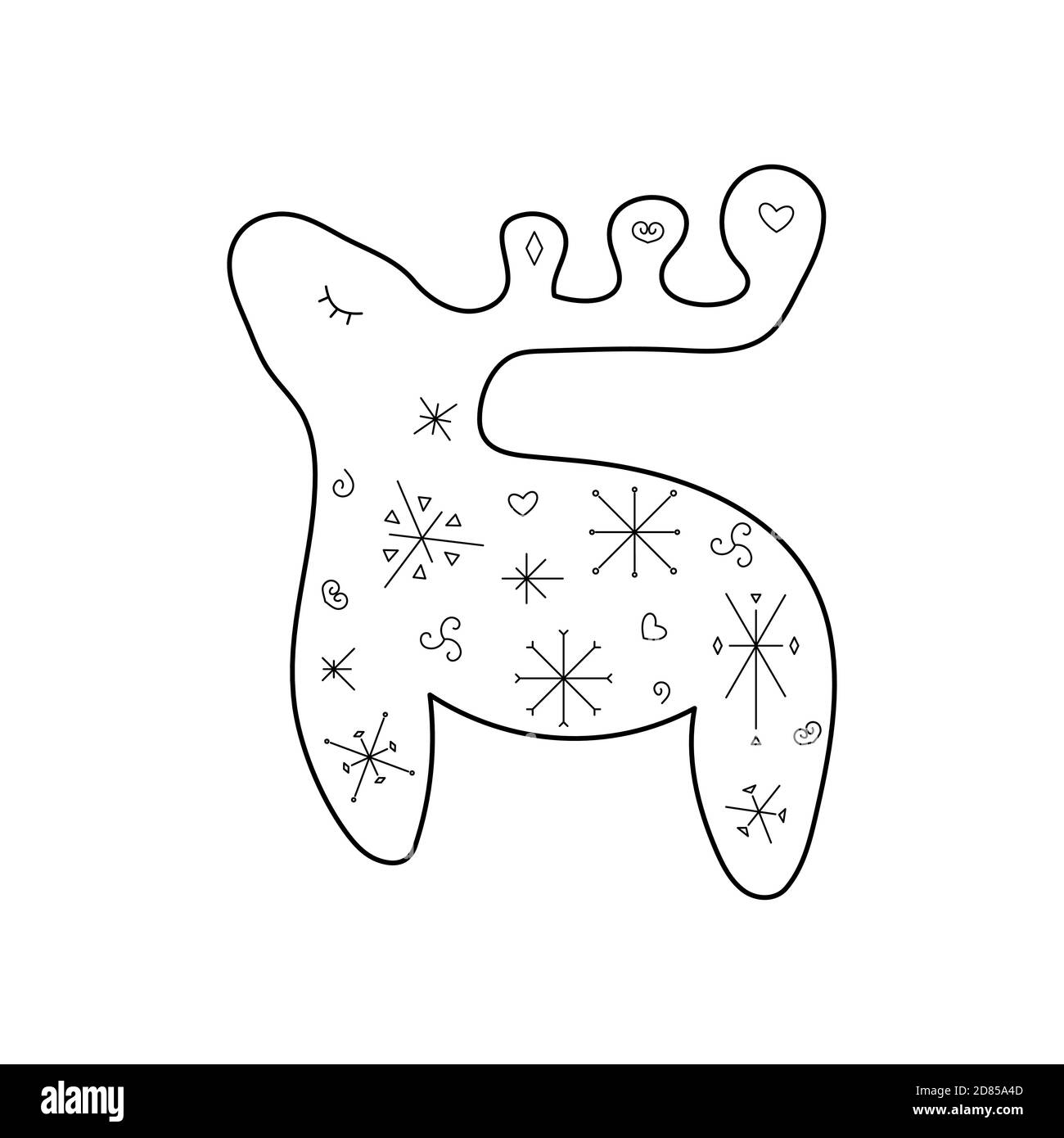 Joli cerf stylisé. Style de contour. Illustration vectorielle pour la décoration, cartes de vœux, affiches, imprimés pour vêtements, emblèmes. Illustration de Vecteur