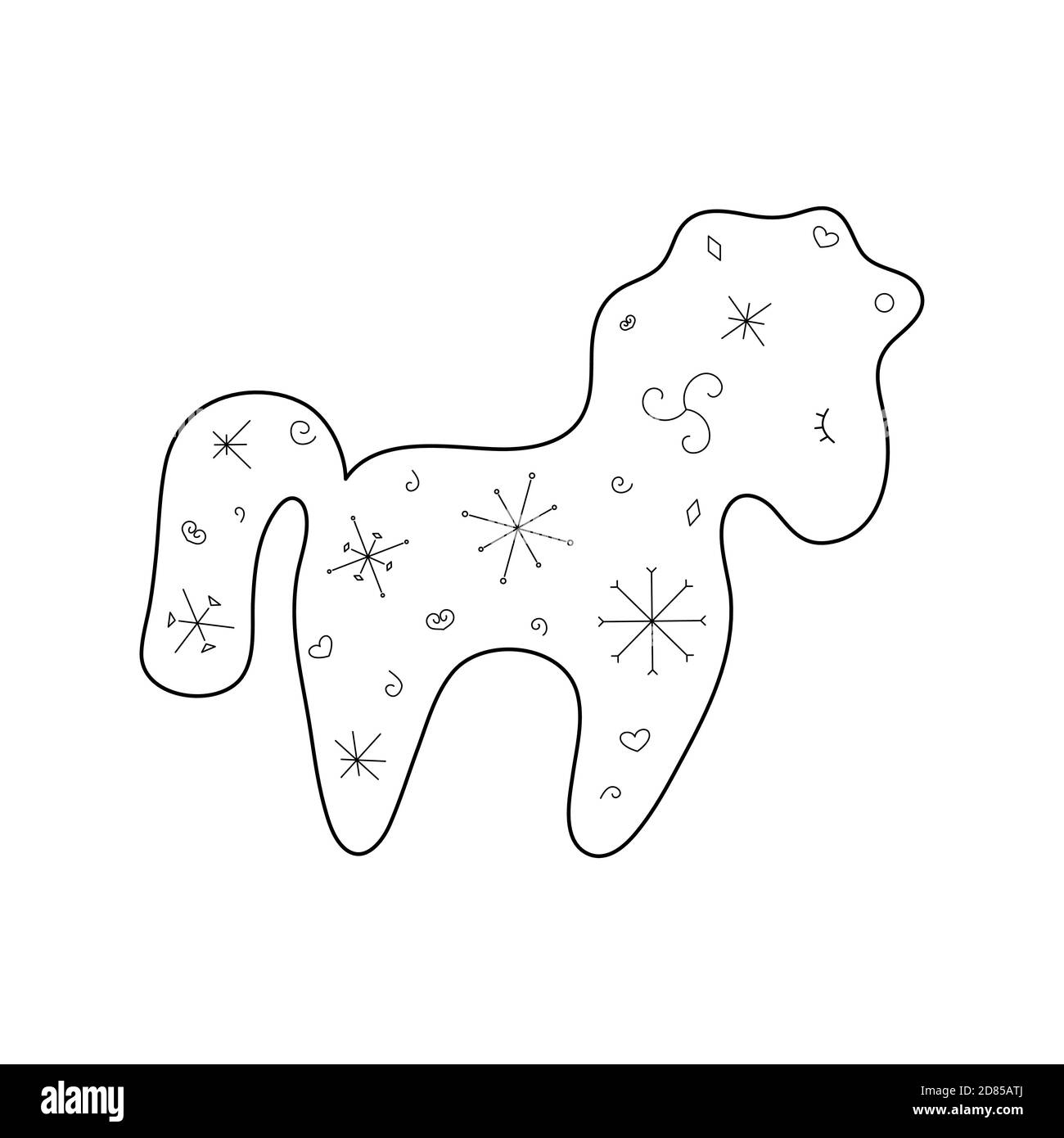 De jolis hors-d'eux stylisés. Style de contour. Illustration vectorielle pour la décoration, cartes de vœux, affiches, imprimés pour vêtements, emblèmes. Illustration de Vecteur