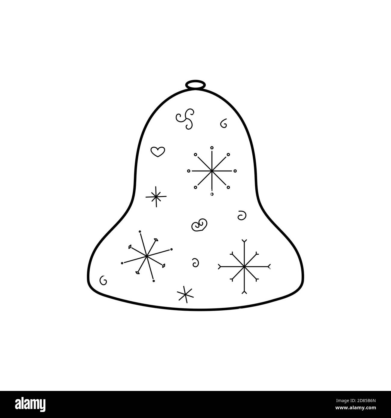 Jolie cloche stylisée. Style de contour. Illustration vectorielle pour la décoration, cartes de vœux, affiches, imprimés pour vêtements, emblèmes. Illustration de Vecteur