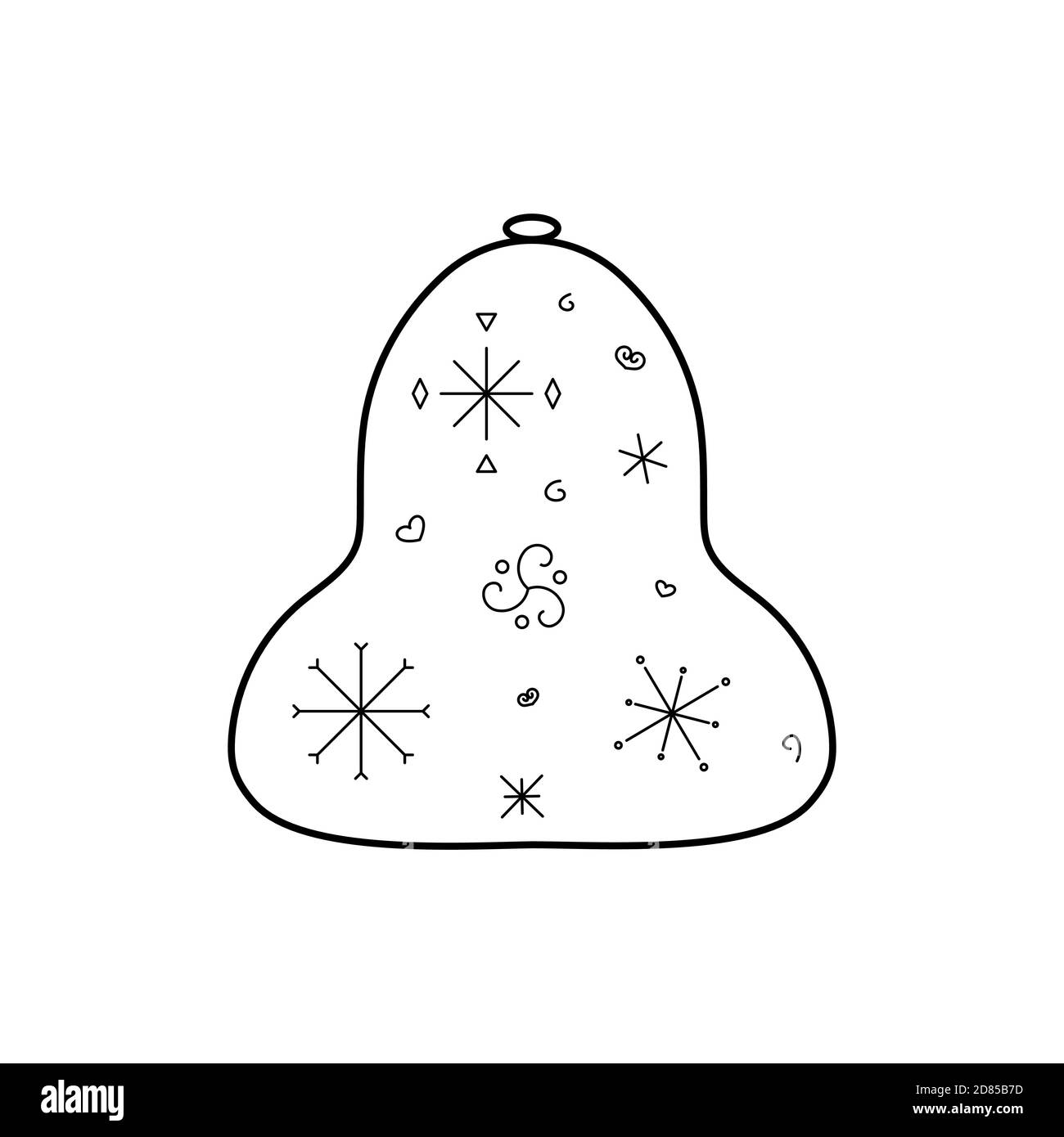 Jolie cloche stylisée. Style de contour. Illustration vectorielle pour la décoration, cartes de vœux, affiches, imprimés pour vêtements, emblèmes. Illustration de Vecteur