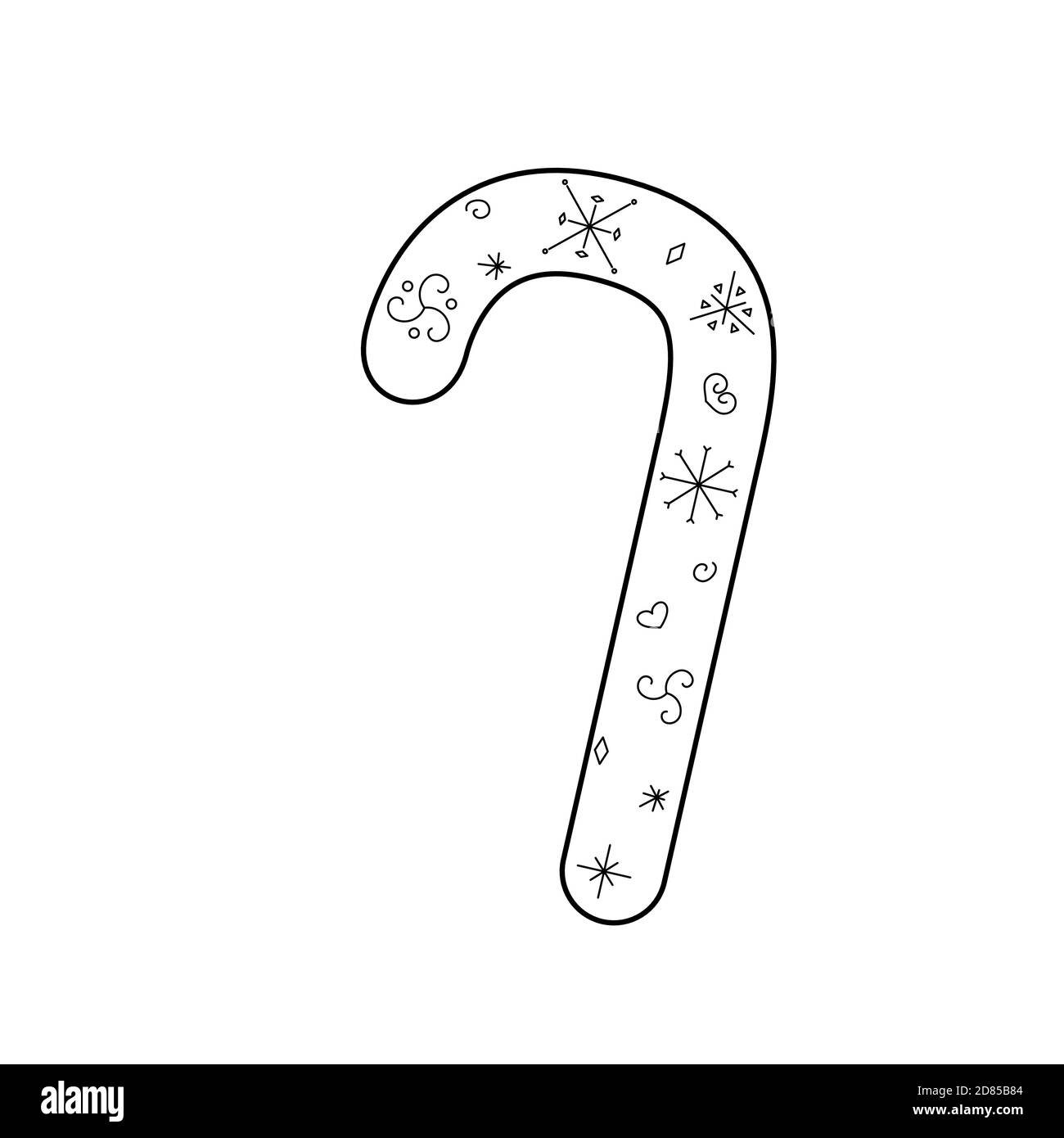 Adorable canne à sucre stylisée. Style de contour. Illustration vectorielle pour la décoration, cartes de vœux, affiches, imprimés pour vêtements, emblèmes. Illustration de Vecteur