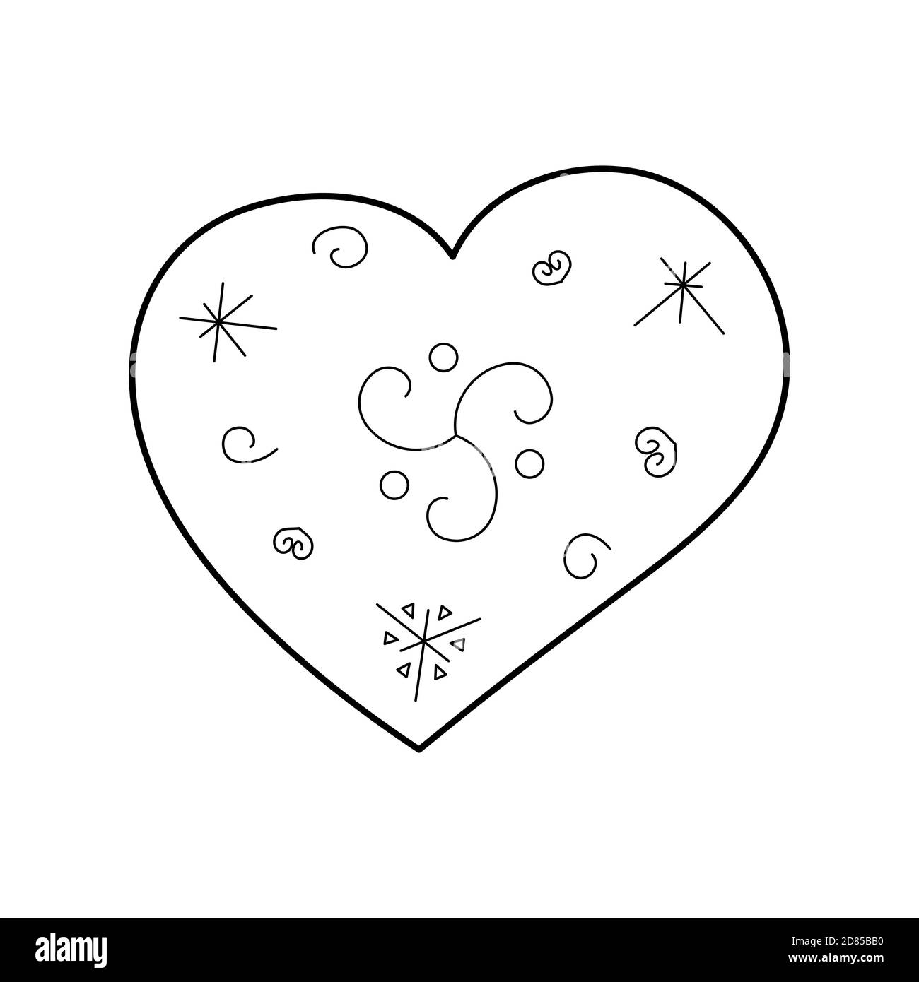 Coeur stylisé mignon. Style de contour. Illustration vectorielle pour la décoration, cartes de vœux, affiches, imprimés pour vêtements, emblèmes. Illustration de Vecteur