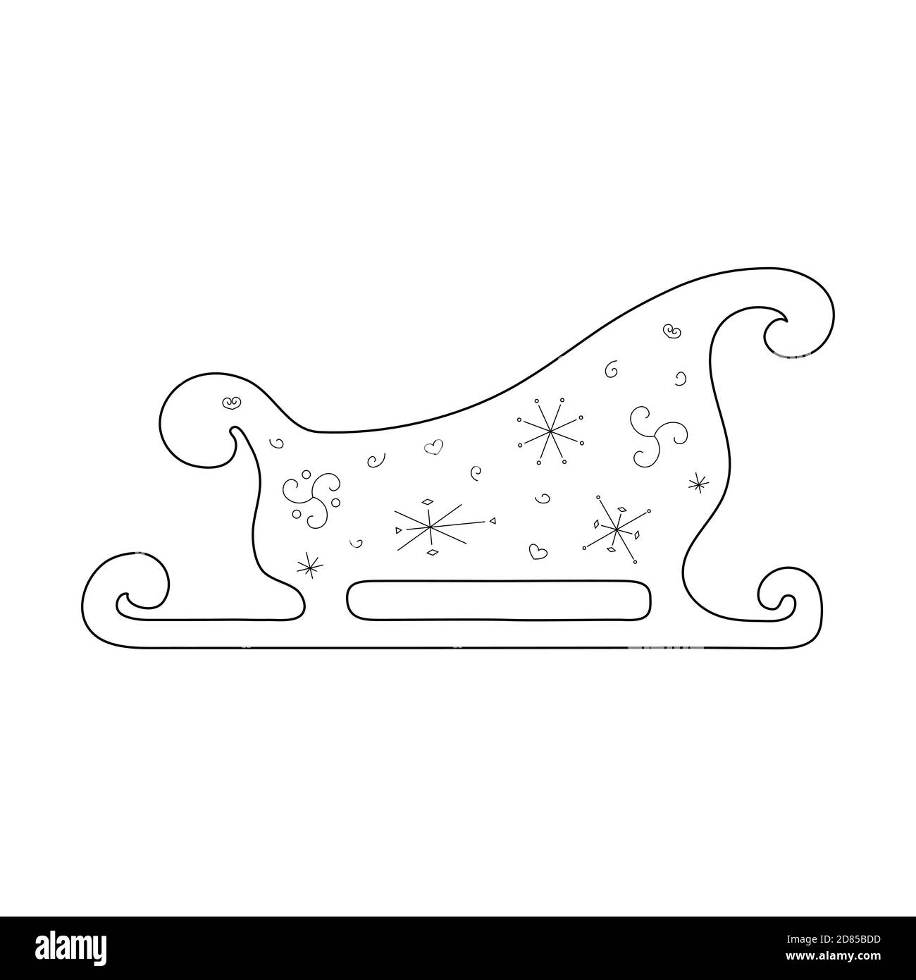 Joli traîneau stylisé. Style de contour. Illustration vectorielle pour la décoration, cartes de vœux, affiches, imprimés pour vêtements, emblèmes. Illustration de Vecteur