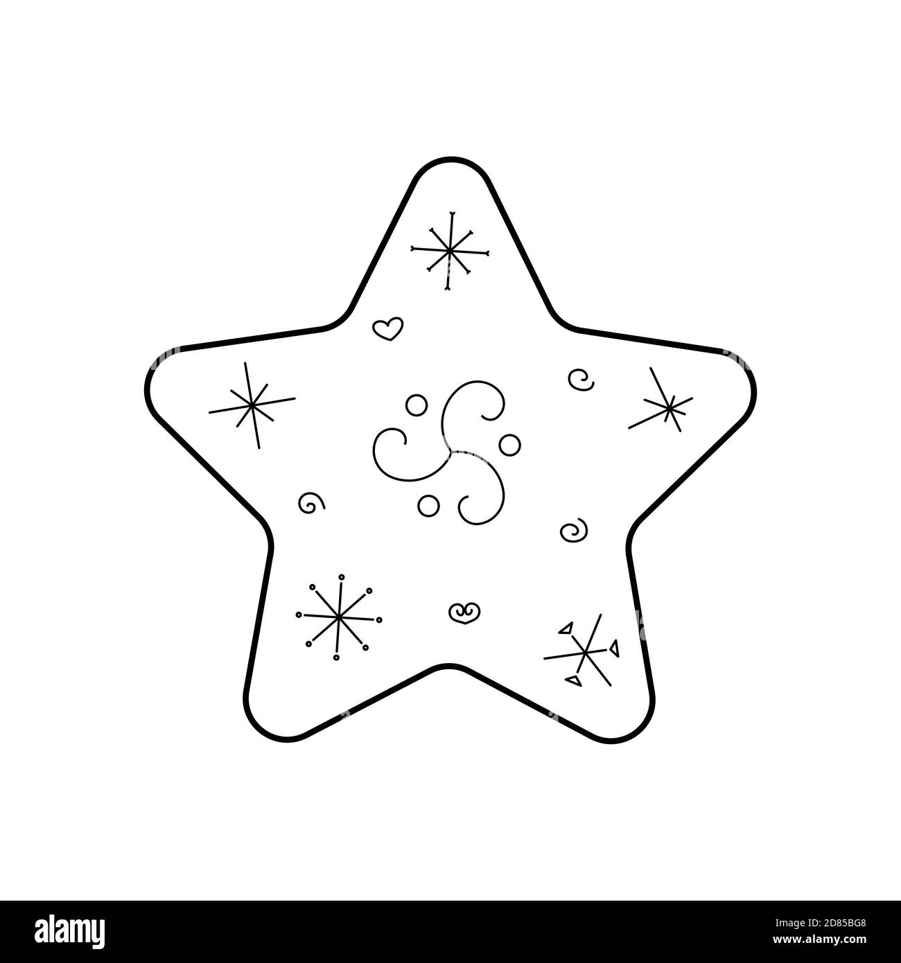 Jolie étoile stylisée. Style de contour. Illustration vectorielle pour la décoration, cartes de vœux, affiches, imprimés pour vêtements, emblèmes. Illustration de Vecteur